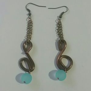 Copper note earrings